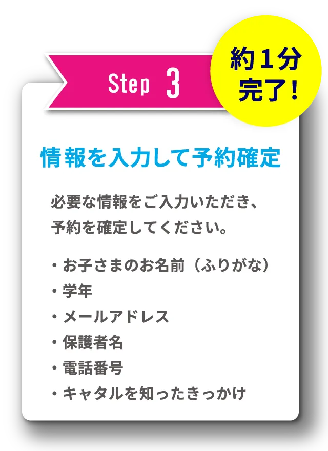 STEP3 情報を入力して予約確定